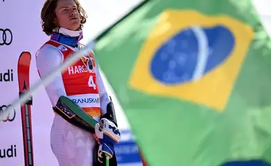 Lucas Pinheiro é campeão da penúltima etapa da Copa do mundo 2026, da prova de slalom gigante, em 7/03/2026
